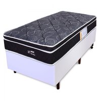 Cama Box Solteiro Colchão Molas Ensacadas com Pillow e Box Courvin BF Colchões Preto e Branco