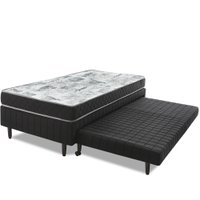 Cama Box Solteiro com Cama Auxiliar + Colchão de Espuma Selado Antialérgico 88x188x48CM BF Colchões Preto