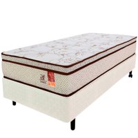 Cama Box Solteirão Colchão Molas Ensacadas + Box Microfibra 97x203x57cm BF Colchões Bege Marrom