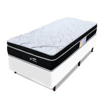 Cama Box Solteiro Molas Ensacadas Pillow Certificado Sonomar 88x188x57cm BF Colchões Branco