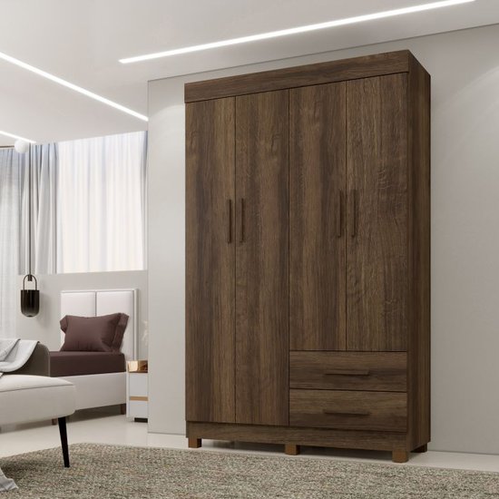 Roupeiro Copacabana New 4 Portas 2 Gavetas Benetil Imbuia