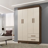 Roupeiro Copacabana New 4 Portas 2 Gavetas Benetil Imbuia/Off White