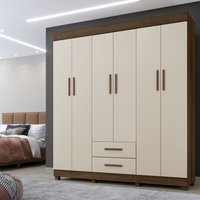 Roupeiro Copacabana New 6 Portas 2 Gavetas Benetil Imbuia/Off White