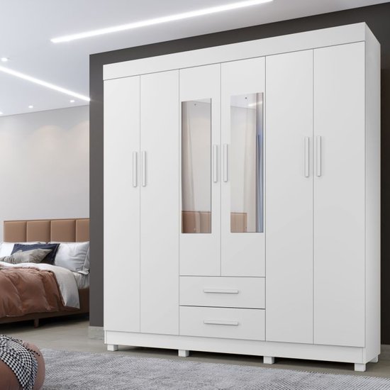 Guarda Roupa 6 Portas com Espelho Copacabana Benetil Branco
