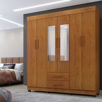 Guarda Roupa 6 Portas com Espelho Copacabana Benetil Cinamomo
