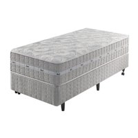Cama Box Solteiro King Bege + Colchão Molas Ensacadas Alabama 96x203x61cm