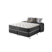 Cama Box Queen Preto + Colchão Molas Ensacadas HiperSoft Seattle 158x198x69cm