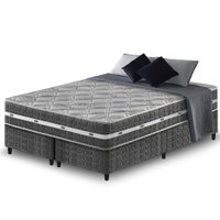 Cama Box King Preto + Colchão Ortopédico Espuma D45 Extra Firme Brooklyn 193x203x62cm