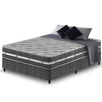Cama Box Casal Preto + Colchão Ortopédico Espuma D45 Extra Firme Brooklyn 138x188x62cm