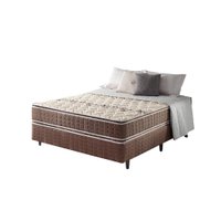Cama Box Casal Marrom + Colchão Espuma D70/D28 2 Pillow Top Orleans 138x188x63cm