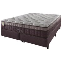 Cama Box King Marrom + Colchão Molas Ensacadas Detroit Visco Gel Pillow In 193x203x68cm