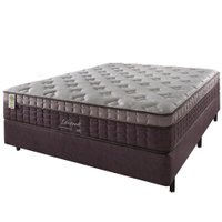 Cama Box Casal Marrom + Colchão Molas Ensacadas Detroit Visco Gel Pillow In 138x188x68cm