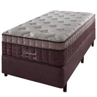 Cama Box Solteiro Marrom + Colchão Molas Ensacadas Detroit Visco Gel Pillow In 88x188x68cm
