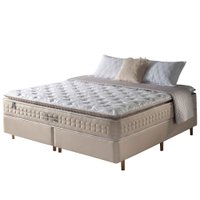 Cama Box Queen Fendi + Colchão Molas Ensacadas Macio Cincinnati Pillow Top 158x198x73cm
