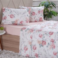 Jogo de Cama Casal 4 Peças 150 Fios Extra Macio 100% Algodão Blumen