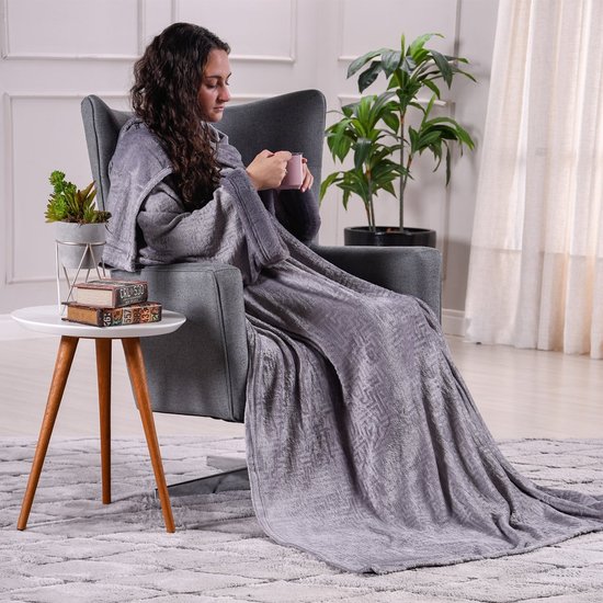 Manta Luxor com Mangas Toque Flannel Concrete