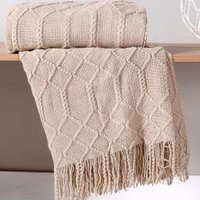 Manta Sofá Tricot Decorativa 127x152 Toque Super Macio Latte