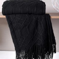 Manta Sofá Tricot Decorativa 127x152 Toque Super Macio Preto