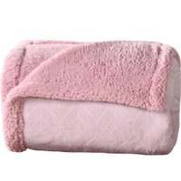 Manta Cobertor Queen Sherpa Realce Flannel Lã de Carneiro Rosa Pó