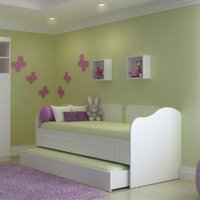 Sofá Cama Solteiro Ditália Cama Auxiliar 2 Gav. CM-08 Branco