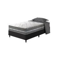 Cama Box Solteiro + Colchão Molas Ensacadas Miami 88x188x60cm Preto