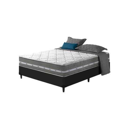 Cama Box Viúva + Colchão Molas Ensacadas Miami 128x188x60cm