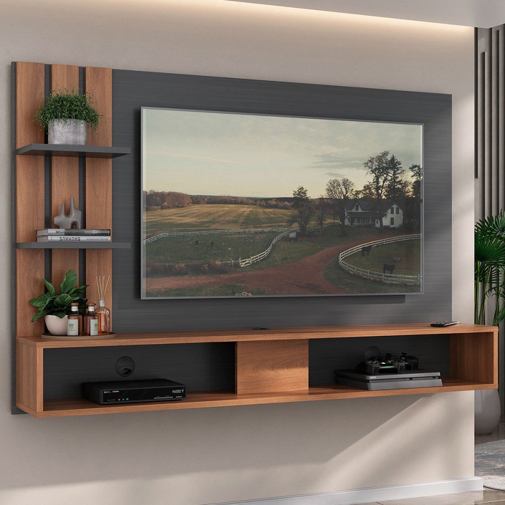 Painel para Tv até 42 Polegadas 2 Nichos - Cinza