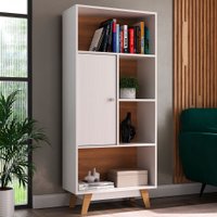 Estante para Livros 1 Porta 4 Nichos - Branco