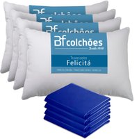 Kit 4 Travesseiro 45x65cm + 4 Capas Impermeável 50x70cm BF Colchões