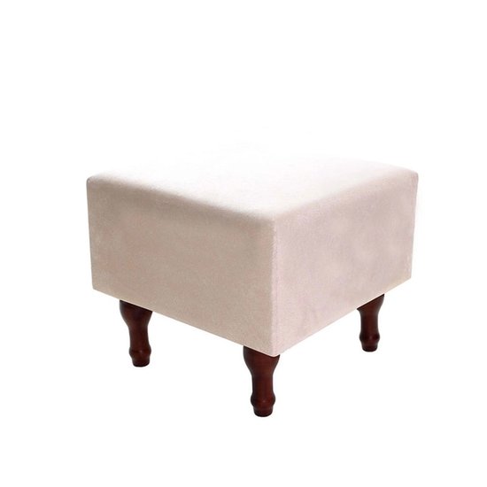 Puff Banqueta Espuma 40cm Quadrado Suede Bege BF Colchões