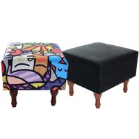 Kit com 2 Puff Banqueta 40cm Quadrado Decorativo BF Colchões