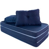 Puff Multiuso 3 em 1 Casal D33 Azul com Travesseiro BF Colchões