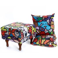 Kit Puff Banqueta 40cm + 2 Almofadas Decorativas 45cm BF Colchões