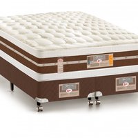 Cama Box + Colchão Castor Queen Silver Star Air Double Face Hibrido 158x198x61cm - Marrom