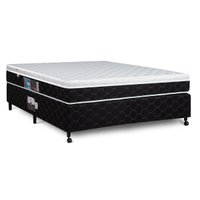 Cama Box + Colchão Castor Casal Montblanc One Face D33 138x188x52cm - Branco e Preto