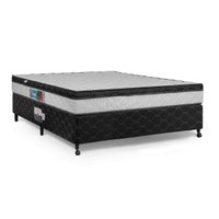 Cama Box + Colchão Castor Casal Montblanc One Face D45 138x188x52cm - Branco e Preto