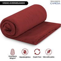 Manta Cobertor Casal 180x220cm Microfibra Soft Macia Camesa - Vinho