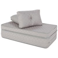 Puff Multiuso Bordado Matelassê+Travesseiro 3 em 1 Casal Cinza Bf Colchões