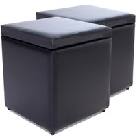 Kit com 2 Puff Baú Porta Objetos 40x40x45cm Preto Bf Colchões