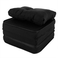 Puff Multiuso 3 Em 1 + Travesseiro Solteiro Jacquard Liso Preto Bf Colchões