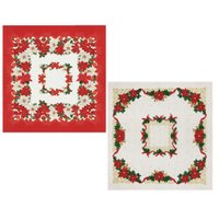 Jogo De Toalhas Mesa 2 Peças Estampa Natal Quadrada Algodão 78x78cm Dohler