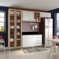 Armario Cozinha Completo Ditália Aspen 4 Pçs Carvalho/Br A48