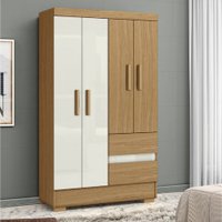 Guarda Roupas Solteiro 4 Portas 2 Gavetas Atacama / Off White Coimbra Aramóveis