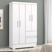 Guarda Roupas Solteiro Juvenil 4 Portas 2 Gavetas Branco Coimbra Aramóveis