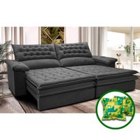 Sofá Retrátil e Reclinável 2,52m Molas Ensacadas Cama inBox Alemanha de Viscoelástico Velusoft Cinza