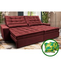 Sofá Retrátil e Reclinável 3,12m Molas Ensacadas Cama inBox Catar Velusoft Vermelho