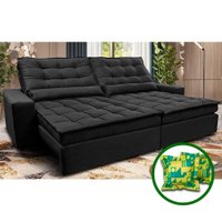 Sofá Retrátil e Reclinável 2,92m Molas Ensacadas Cama inBox Catar Velusoft Preto