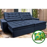 Sofá Retrátil e Reclinável 2,72m Molas Ensacadas Cama inBox Catar Velusoft Azul