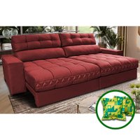 Sofá Retrátil e Reclinável 2,12m Molas Ensacadas Cama inBox Brasil Velusoft Vermelho