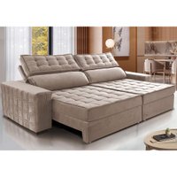 Sofá Retrátil e Reclinável 2,95m Cama inBox Big Star com SoftGel D40 Velupluma Bege